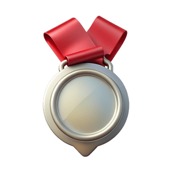 A Stunning Silver Medal with a Red Ribbon Award Achievement Recognition Success Victory Triumph Celebration png