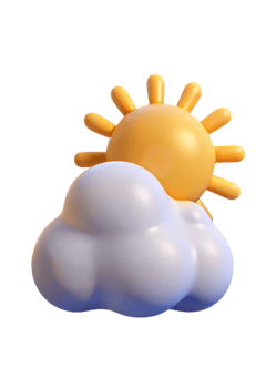 Adorable 3D Render of a Sun Smiling Behind a Fluffy Cloud Cartoon Illustration png