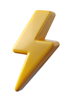 Three Dimensional Golden Yellow Lightning Bolt Icon Graphic Design Element png