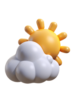 Adorable 3D Render of a Cartoon Sun and Cloud Partly Sunny Weather Icon png