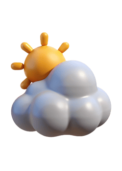 Adorable 3D Render of Cartoon Sun and Cloud Partly Sunny Weather Icon Illustration png