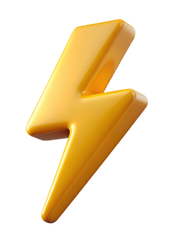 Three Dimensional Yellow Lightning Bolt Icon Digital Rendering Graphic Design png