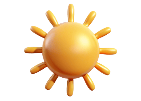 A Cute Cartoon Sun with Twelve Rays 3D Render Bright Summer Day png