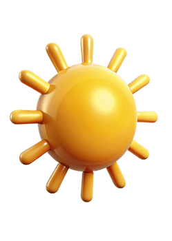 Three dimensional render of a cartoon sun with twelve rays png