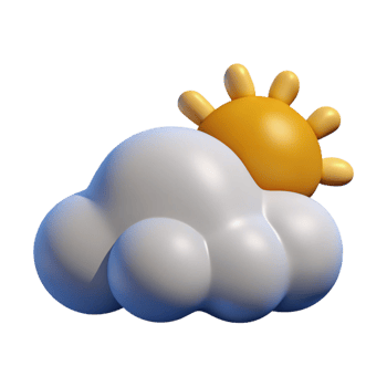 3D Render of Cute Cartoon Sun and Cloud Partly Sunny Weather Icon Illustration png