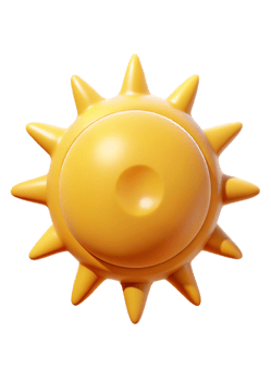 3D Render of a Cute Cartoon Sun with Spiky Rays png