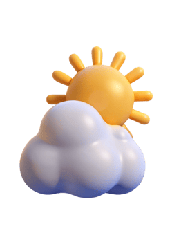 3D Render of a Cute Cartoon Sun and Cloud Weather Icon Illustration png