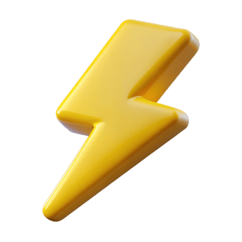 Shiny Yellow 3D Lightning Bolt Icon Fast Speed Power Energy Symbol png