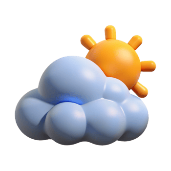3D Render of a Cute Cartoon Sun and Cloud Weather Icon Illustration Design Element png