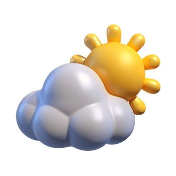 Adorable 3D Render of a Partly Sunny Day with a Cute Cartoon Cloud and Sun png