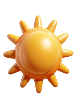 A Cute 3D Render of a Cartoon Sun with Pointed Rays Ideal for Summer Themes and Bright Designs png
