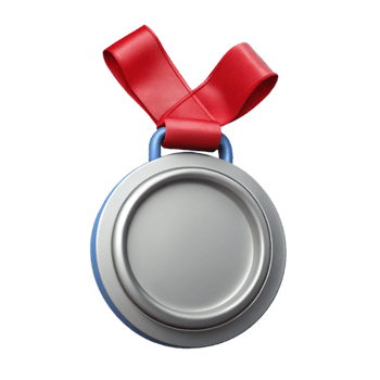 Blank Silver Medal with Red Ribbon Award Achievement Success Trophy Prize Competition Victory Celebration png