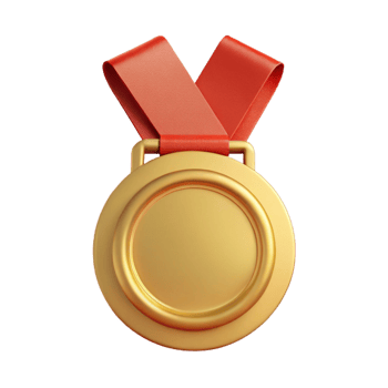 A Stunning 3D Render of a Gold Medal with Red Ribbon Award Achievement Success Victory Prize png