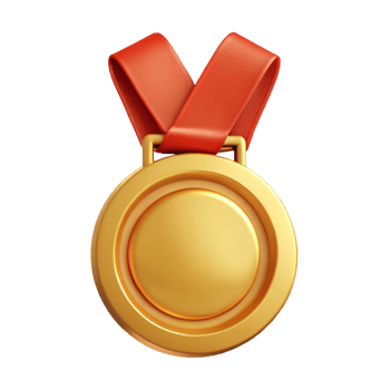 Shiny Golden Medal with Red Ribbon Award Achievement Success Victory Celebration png