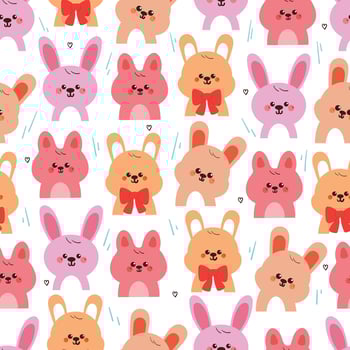 seamless pattern cute cartoon bunny with smile pose. cute animal drawing for wallpaper, pattern, background vector