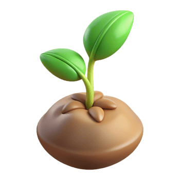 wonderful minimalist A sprouting seed, emerging roots and leaves, soft earth tones, time-lapse photography style high quality png