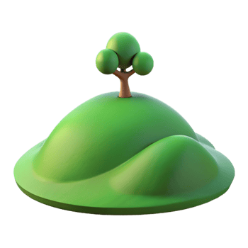 beautiful abstract A rolling green hill with a lone tree at the top, soft afternoon light, pastoral painting style authentic png