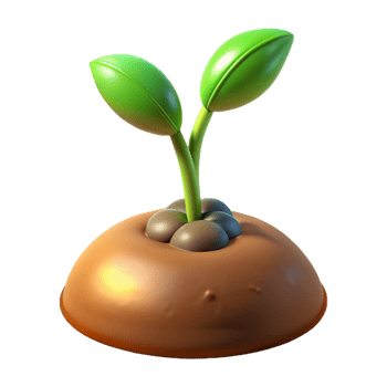 beautiful rustic A sprouting seed pushing through the soil, reaching towards the light, macro photography, warm lighting professional png