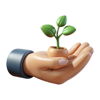 elegant minimalist A close-up of a human hand holding a small plant, symbolic of growth and nurture 4K png