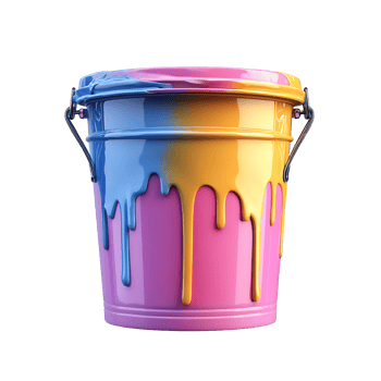Colorful Paint Bucket with Dripping Paint png