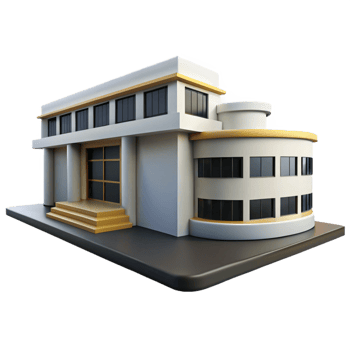 vibrant traditional Bauhaus school building, functional design, clean lines, minimal ornamentation, black and white photography style genuine png