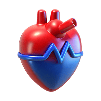 magnificent abstract A digital representation of a human heart beating, glowing red and blue, medical illustration style genuine png
