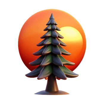 beautiful rustic A lone pine tree silhouetted against a fiery sunset, dramatic lighting, minimalist style authentic png