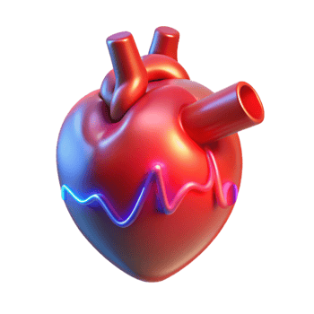 beautiful modern A holographic projection of a human heart beating, pulsating red light, medical style detailed png