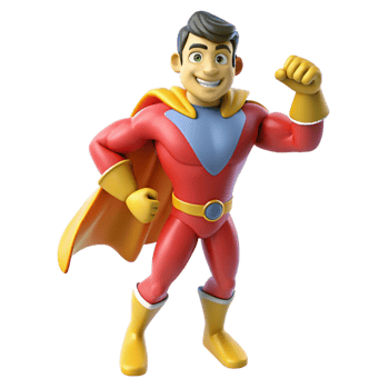 impressive abstract A cartoon superhero in a dynamic pose, bright city lights illuminating the scene, illustrated in a bold and powerful cartoon style exclusive png