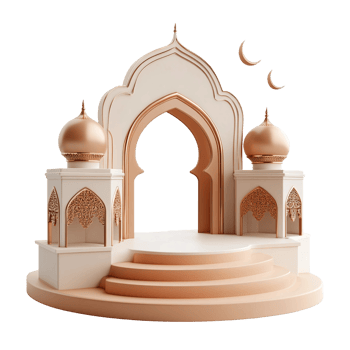 Mosque Entrance with Domes and Crescents png