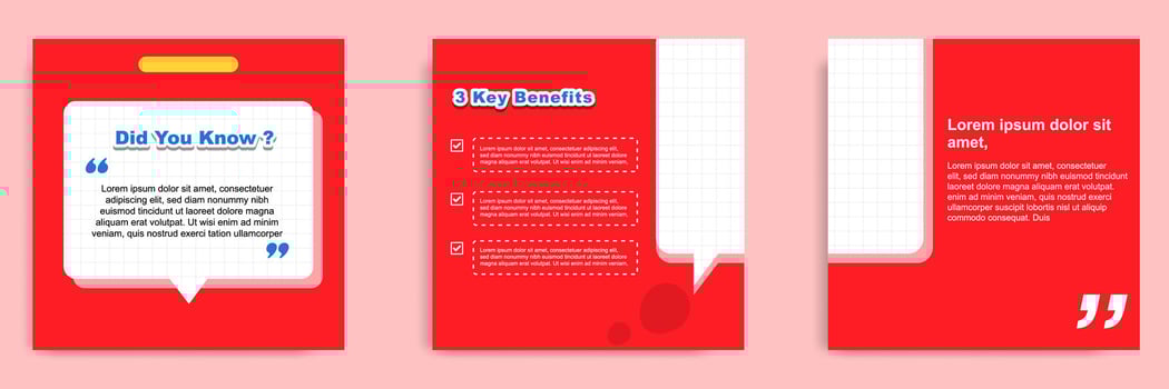 Social media tutorial, tips, trick, did you know post banner layout template in red color background with bubble text design element. vector