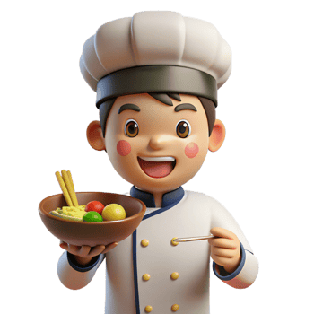 impressive classic A cheerful anime chef with a bright smile, holding a plate of steaming ramen, warm, inviting lighting, in the style of a slice-of-life anime high quality png