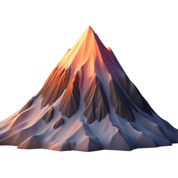extraordinary modern A majestic snow-capped mountain peak at sunset, dramatic lighting, Romantic landscape painting style genuine png