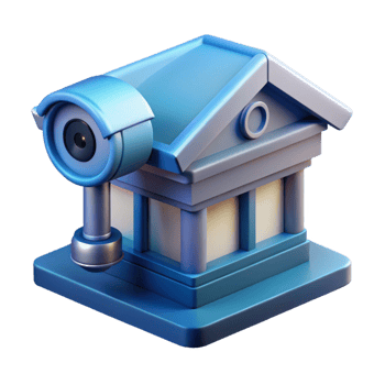 stunning traditional A security camera mounted on a building facade, surveillance theme, cool blueish tint, dystopian atmosphere high resolution png