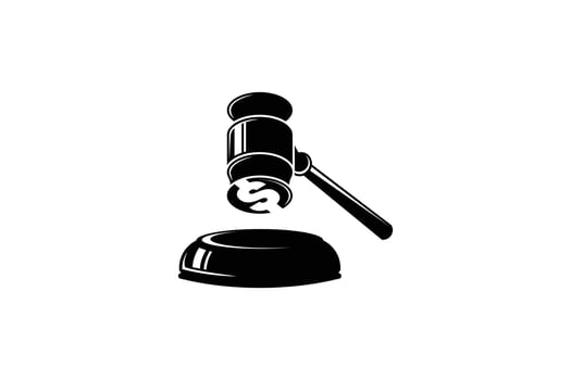 illustration of law hammer logo design with dollar icon symbol vector