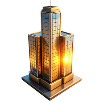 wonderful vintage A towering skyscraper reflecting the warm sunset, architectural photography style, golden hour lighting original png