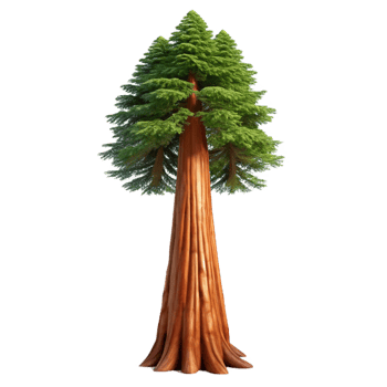 dramatic minimalist A giant sequoia tree towering over a forest, majestic and awe-inspiring, photorealistic style, natural lighting authentic png