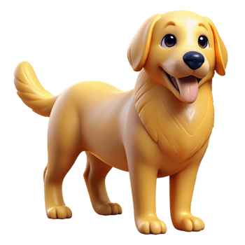 wonderful artistic A loyal golden retriever dog with a wagging tail, bright, sunny outdoor lighting, heartwarming and realistic style high resolution png