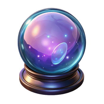 impressive artistic A mystical crystal ball revealing visions of the future, swirling with magical energy, mysterious and intriguing style exclusive png