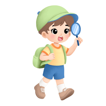 Adventure kid playing outside watercolor illustration, curiosity using magnifying glass for exploration png