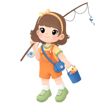 Adventure kid playing outside watercolor illustration, fishing activity png
