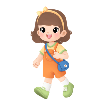 Adventure kid playing outside watercolor illustration, happy girl while walking png