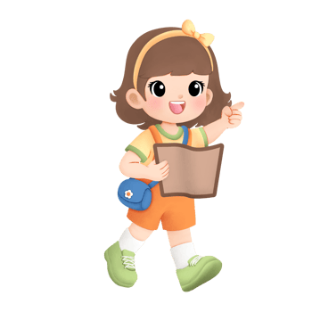 Adventure girl playing outside watercolor illustration, reading a map gesture png