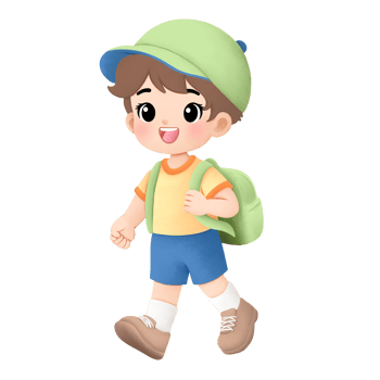 Adventure boy playing outside watercolor illustration, walking gesture png
