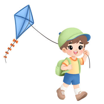 Adventure kid playing outside watercolor illustration, flying a kite activity png