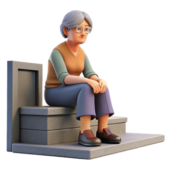 impressive rustic An elderly woman sitting on her stoop watching the world go by, urban portrait photography, natural light detailed png