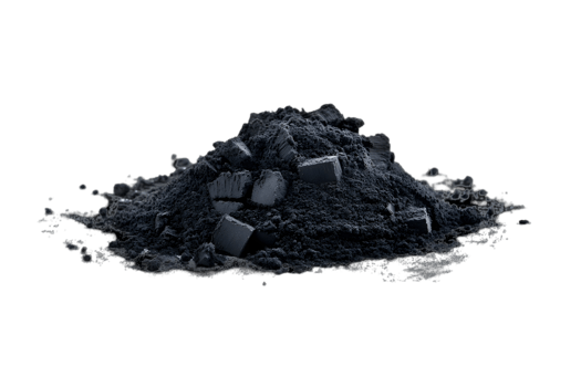 Pile of Black Coal Isolated on Transparent Background Close Up Texture Rich Detailed Mineral png