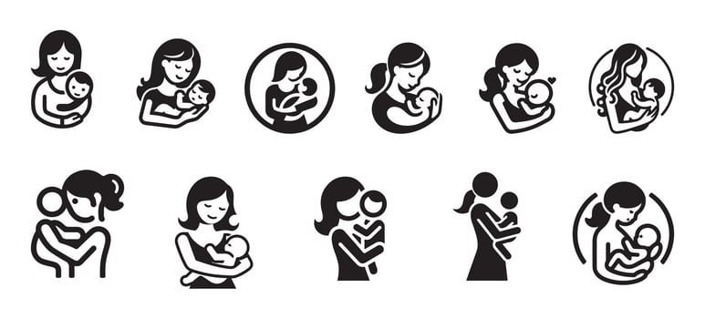 Mother Holding Child On Hip Thin Line Icon - Editable Stroke vector
