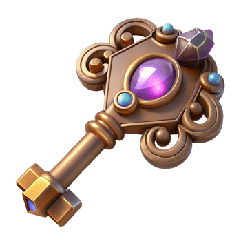 magnificent abstract A steampunk key, intricate carvings and glowing gems, unlocking a hidden portal, ethereal lighting, fantasy art style exclusive png