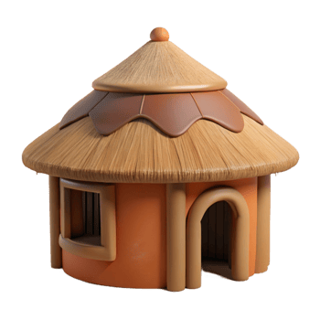 stunning abstract Mud hut, traditional African architecture, thatched roof, earthy tones, vernacular style genuine png